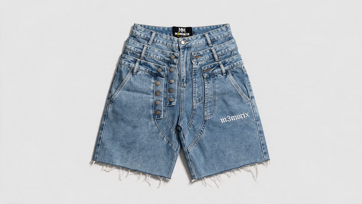 M3MORIX Layered Denim Shorts