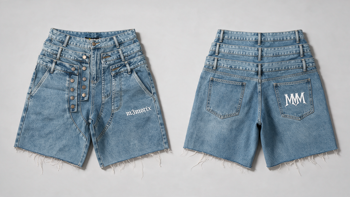 M3MORIX Layered Denim Shorts