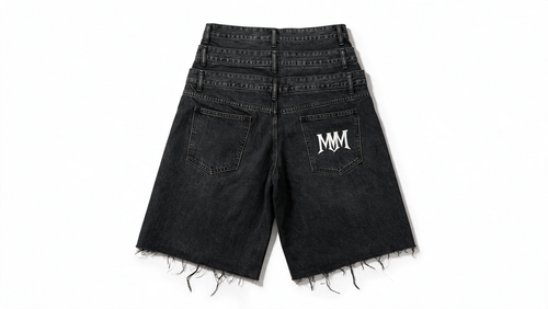 M3MORIX Black Layered Denim Shorts