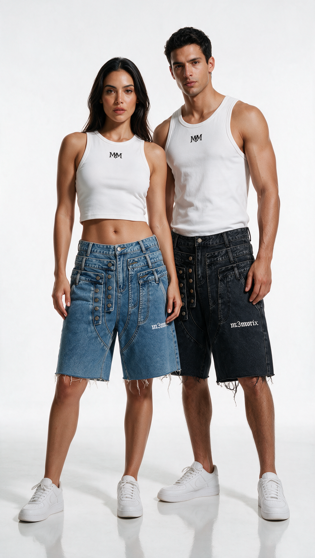 M3MORIX Layered Denim Shorts